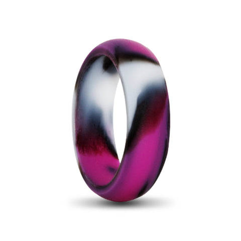 Ladies Camo Pink, Black and White Silicone Ring