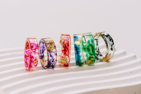 collection of transparent resin rings