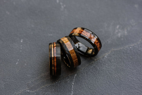 three whiskey barrel wooden rings