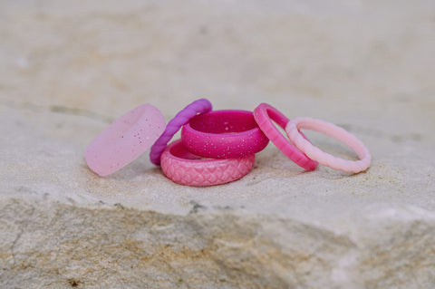 collection of pink silicone rings