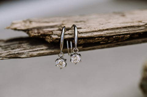 sterling silver moissanite earring set