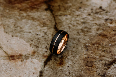 rosegold and black tungsten ring