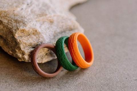 three textured silicone rings