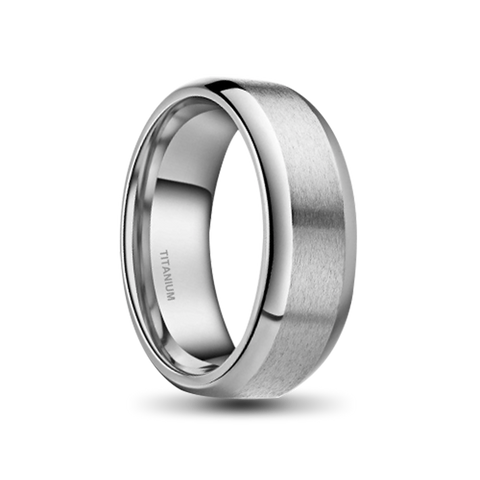 Silver Titanium Ring with Hammered Outer