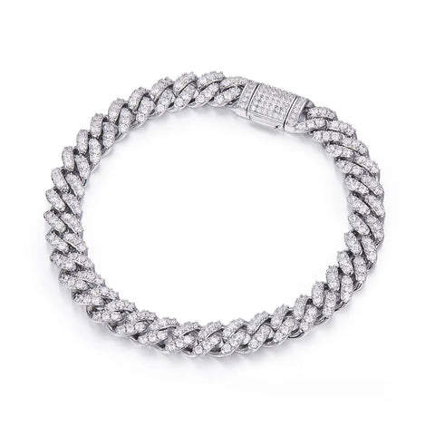 sterling silver moissanite bracelet with weave pattern