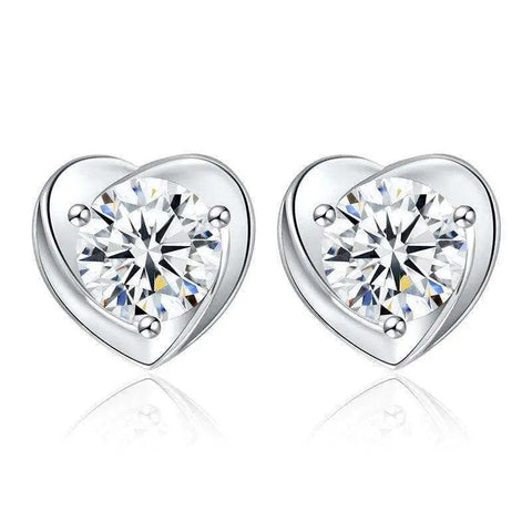 Steling Silver Heart Shaped Moissanite Earrings