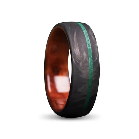 Carbon Fibre Ring With Wood Inner and Turquoise Inlay