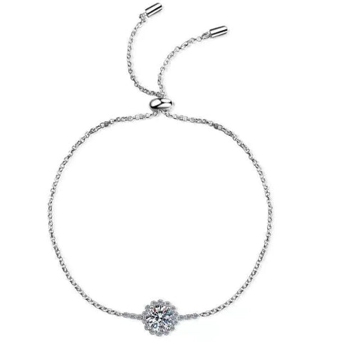 Moissanite Bracelet With Flower Pattern Moissanite Main Stone