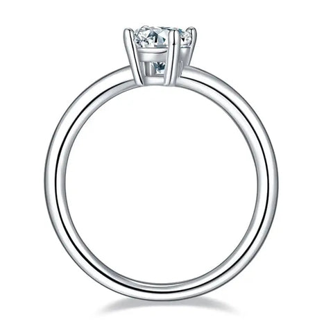 Side View of Sterling Silver Moissanite Ring on White Backdrop