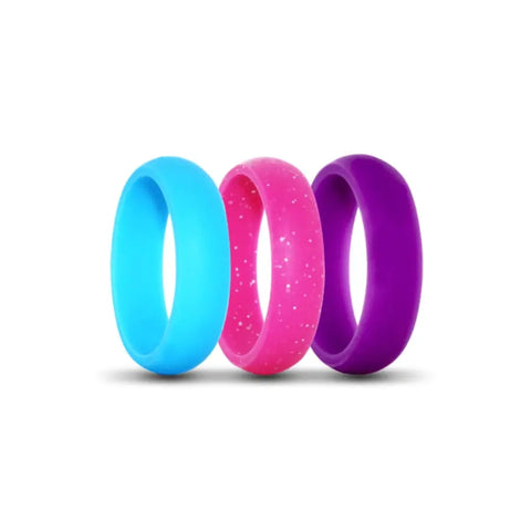 Ladies Blue, Pink and Purple Silicone Rings