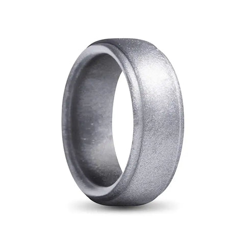 mens curved silicone ring in silver color