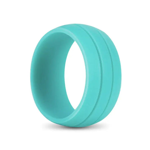Mens Domed turquoise silicone ring