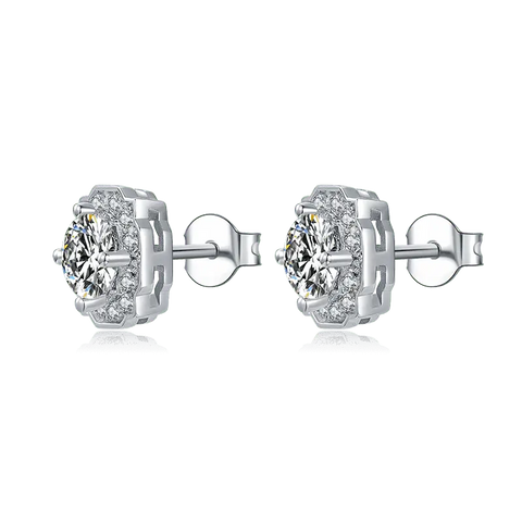 Moissanite Earrings With Silver Enclosure
