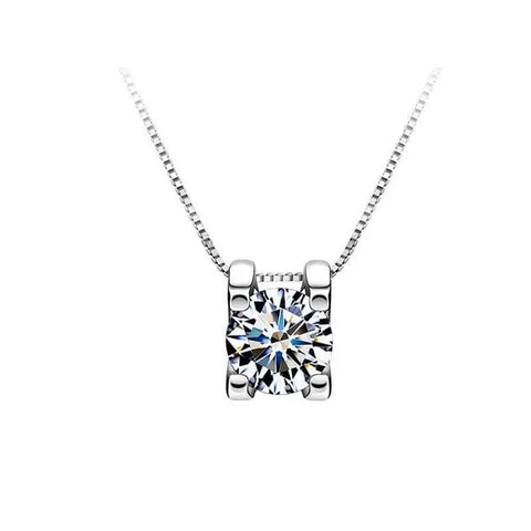 Moissanite Necklace with Emerals Cut Moissanite Stone