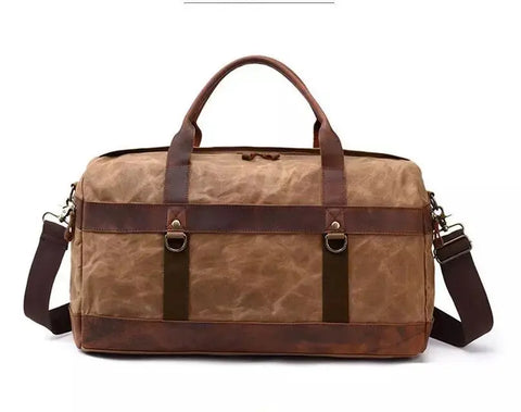 Brown Wax Canvas Duffel Bag