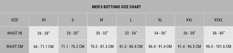 Virus Mens Shorts size chart