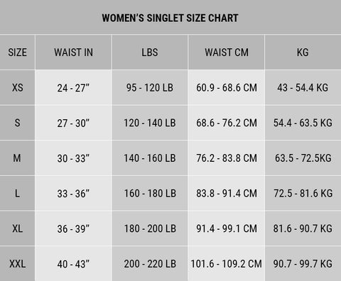 Women Weightlifting suit sizing