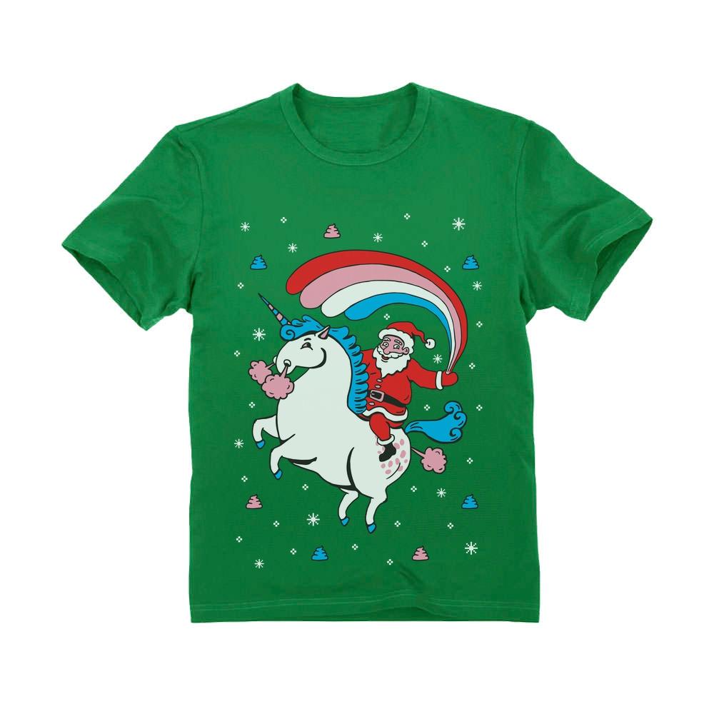 Santa Riding Unicorn Rainbow Ugly Xmas T-shirt