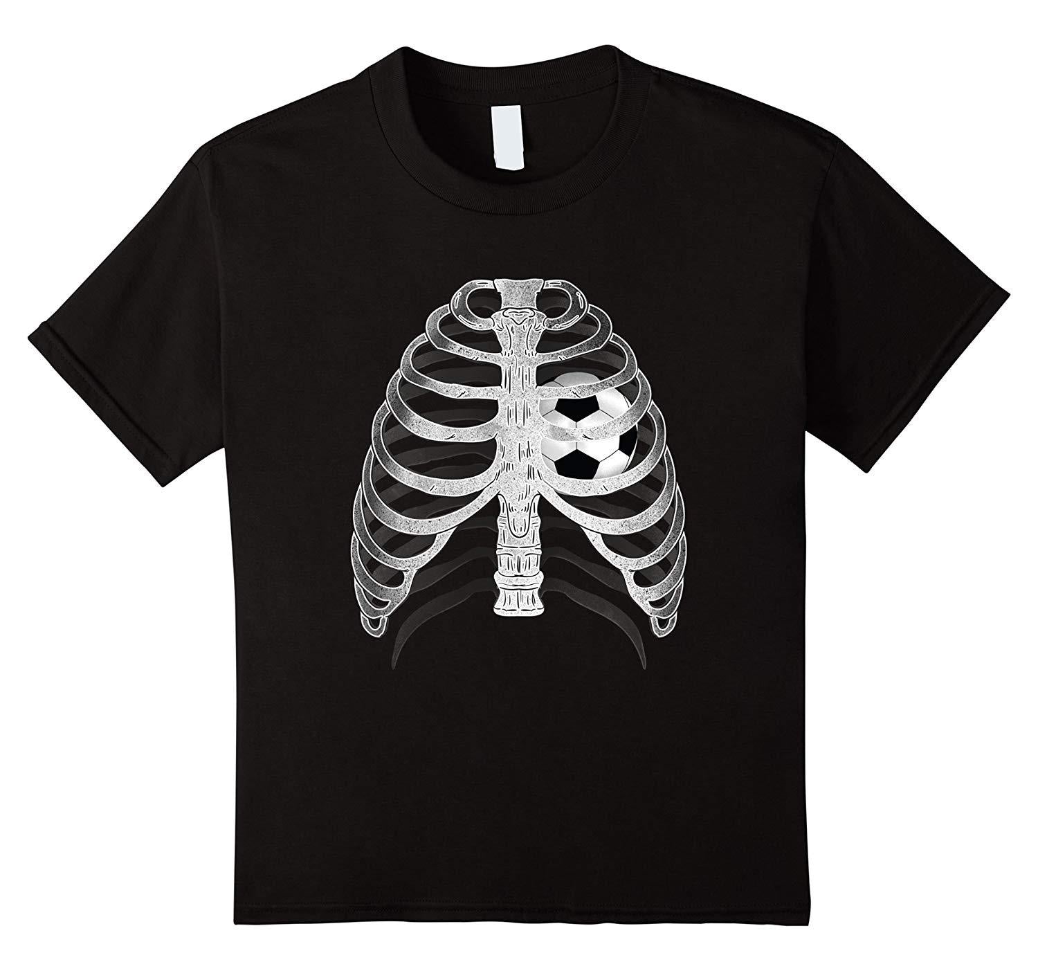 Skeleton X Ray Ribcage Soccer Ball Heart T Shirt