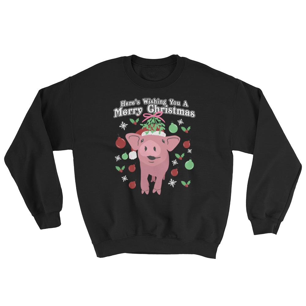 Mistletoe Pig Kiss Funny Christmas Pigs T Shirt