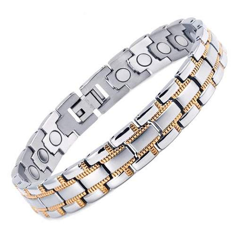Silver and Gold Magnetic Therapy Bracelet gift guide ideas for him - Lierre.ca Canada