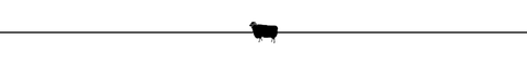 Image separator black line with a black silhouette of a sheep in the middle.