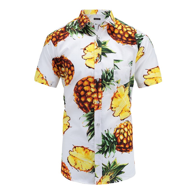 Cotton Pineapple Print Short Sleeve Shirt – zalandan