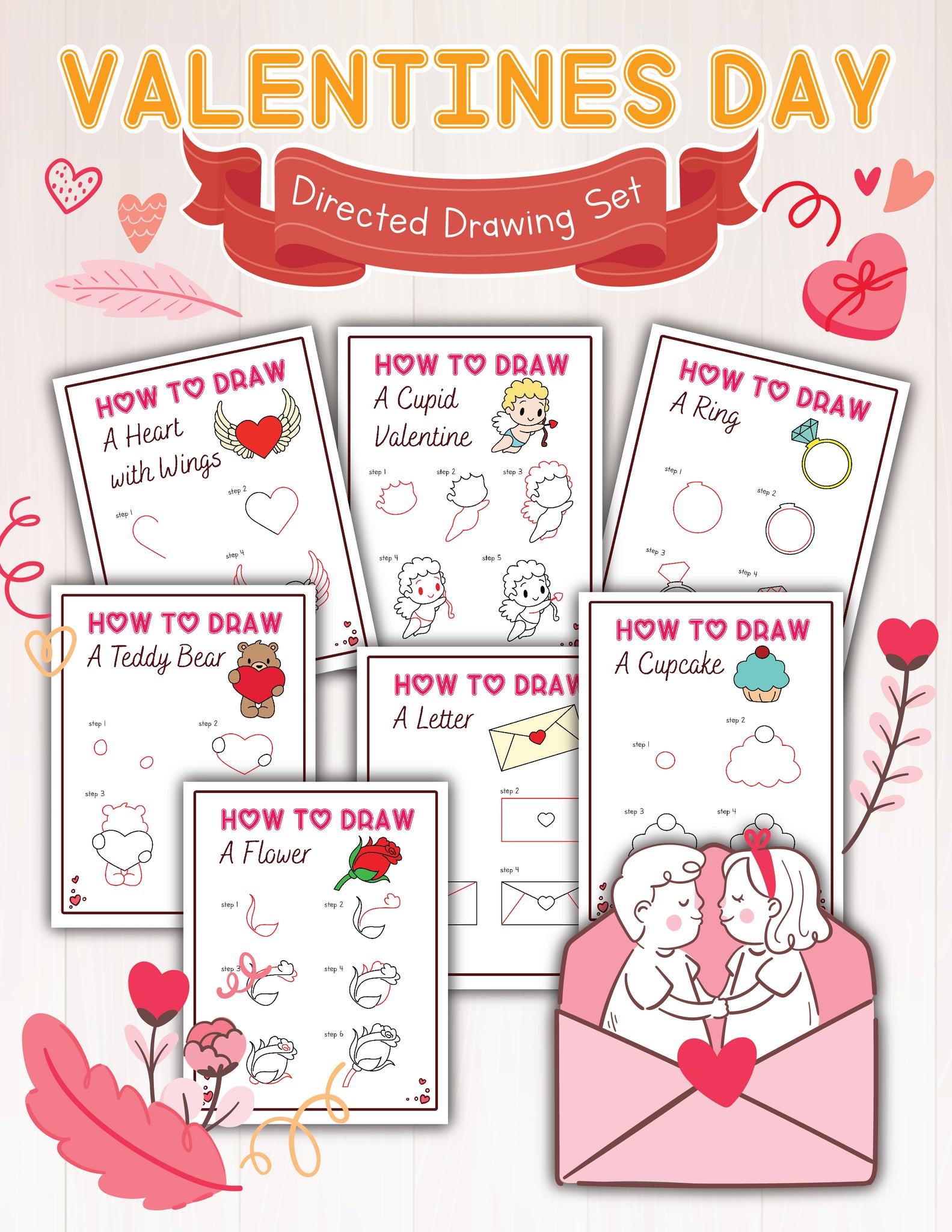 Valentine's Day Directed Drawing Set MicheleTripple