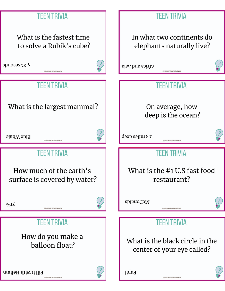 Teen Trivia Questions Printable MicheleTripple