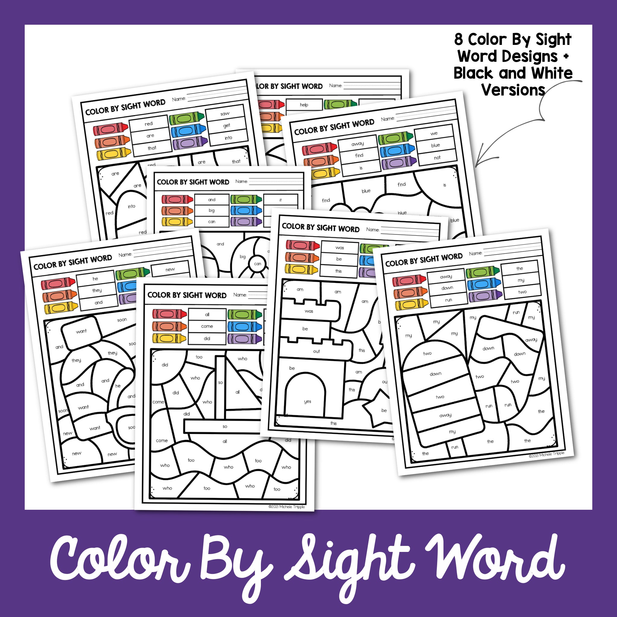 color by sight word worksheets summer version micheletripple