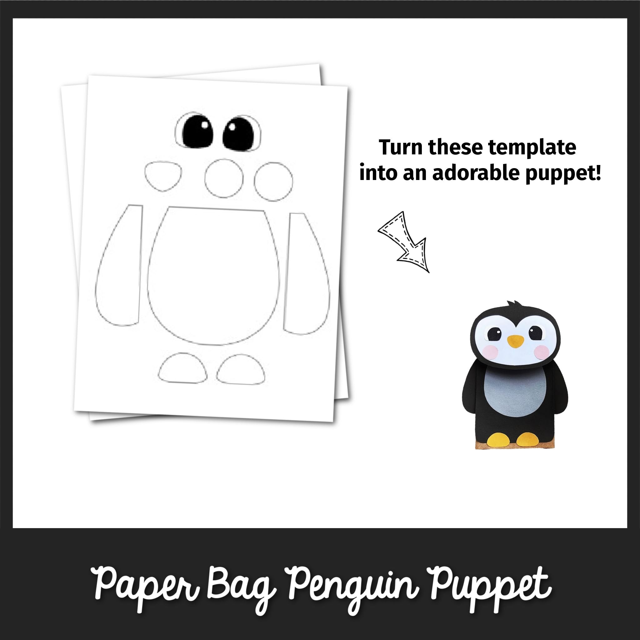 Paper Bag Penguin Puppet Template – MicheleTripple
