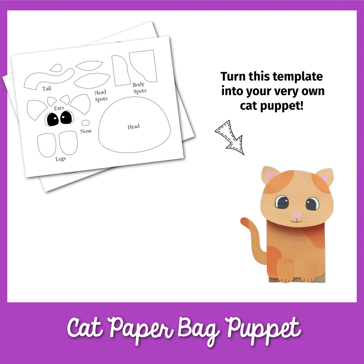 Cat Paper Bag Puppet Template – MicheleTripple