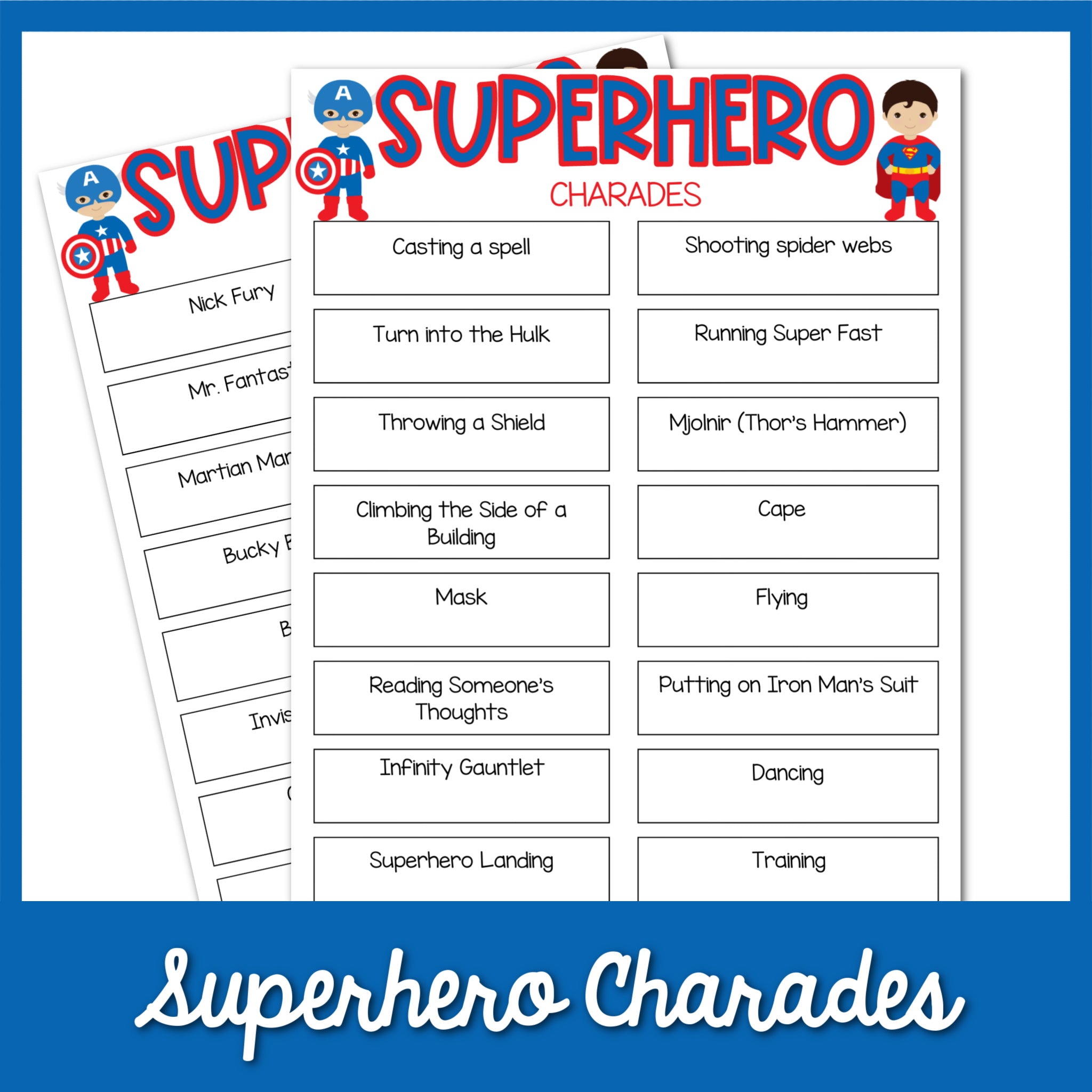 Superhero Charades Ideas Micheletripple