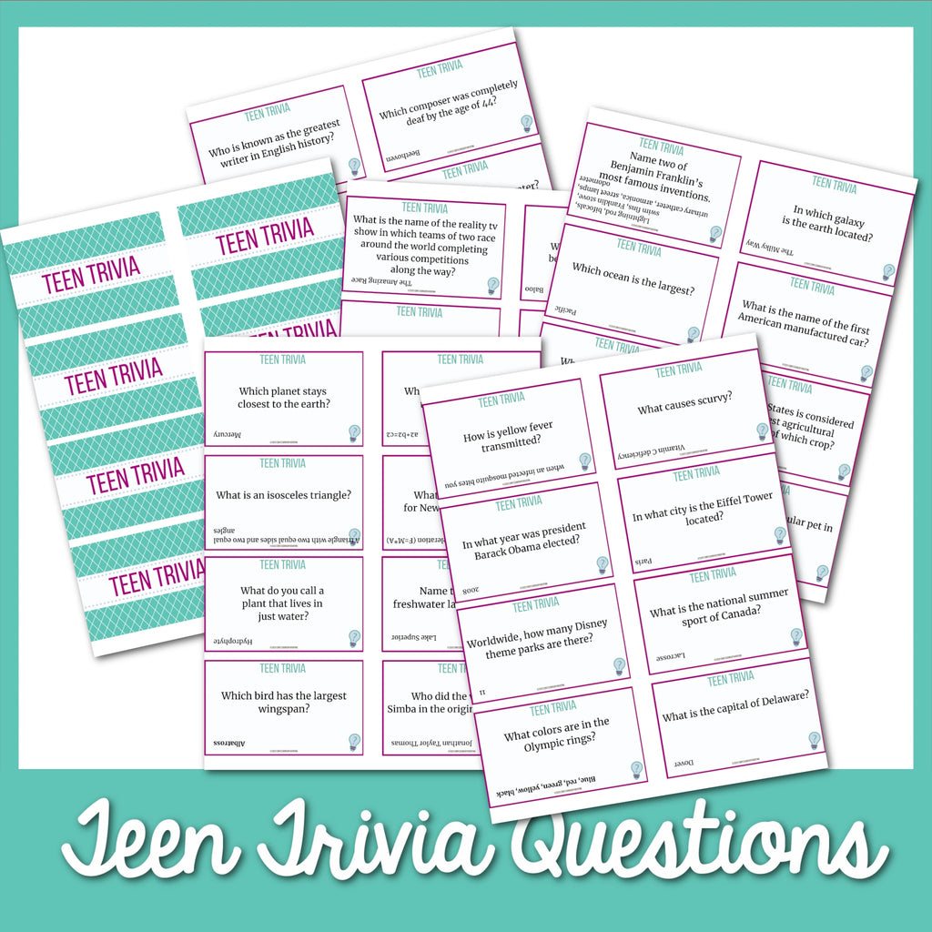 Teen Trivia Questions Printable MicheleTripple