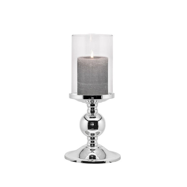 black and silver candle holders