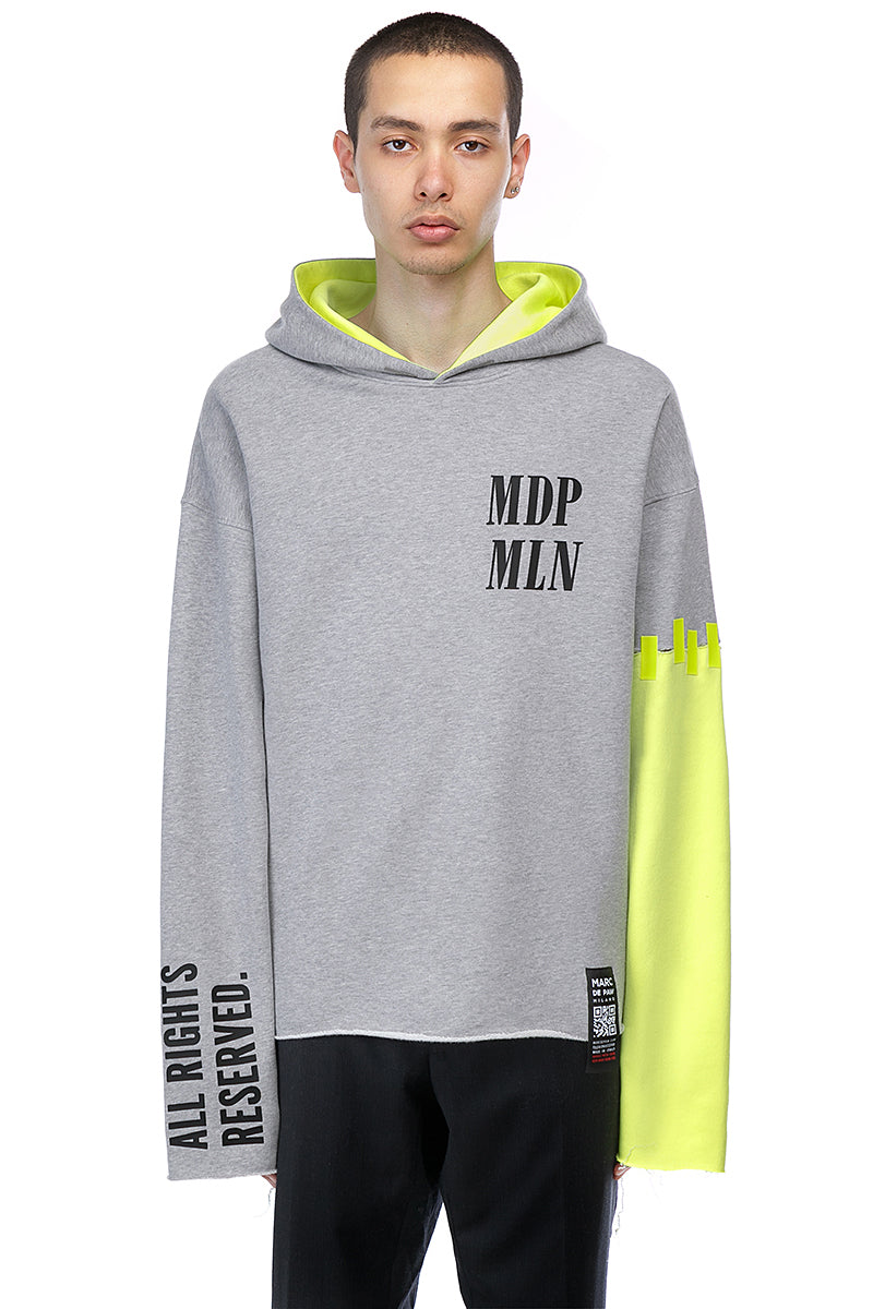 grey and neon hoodie