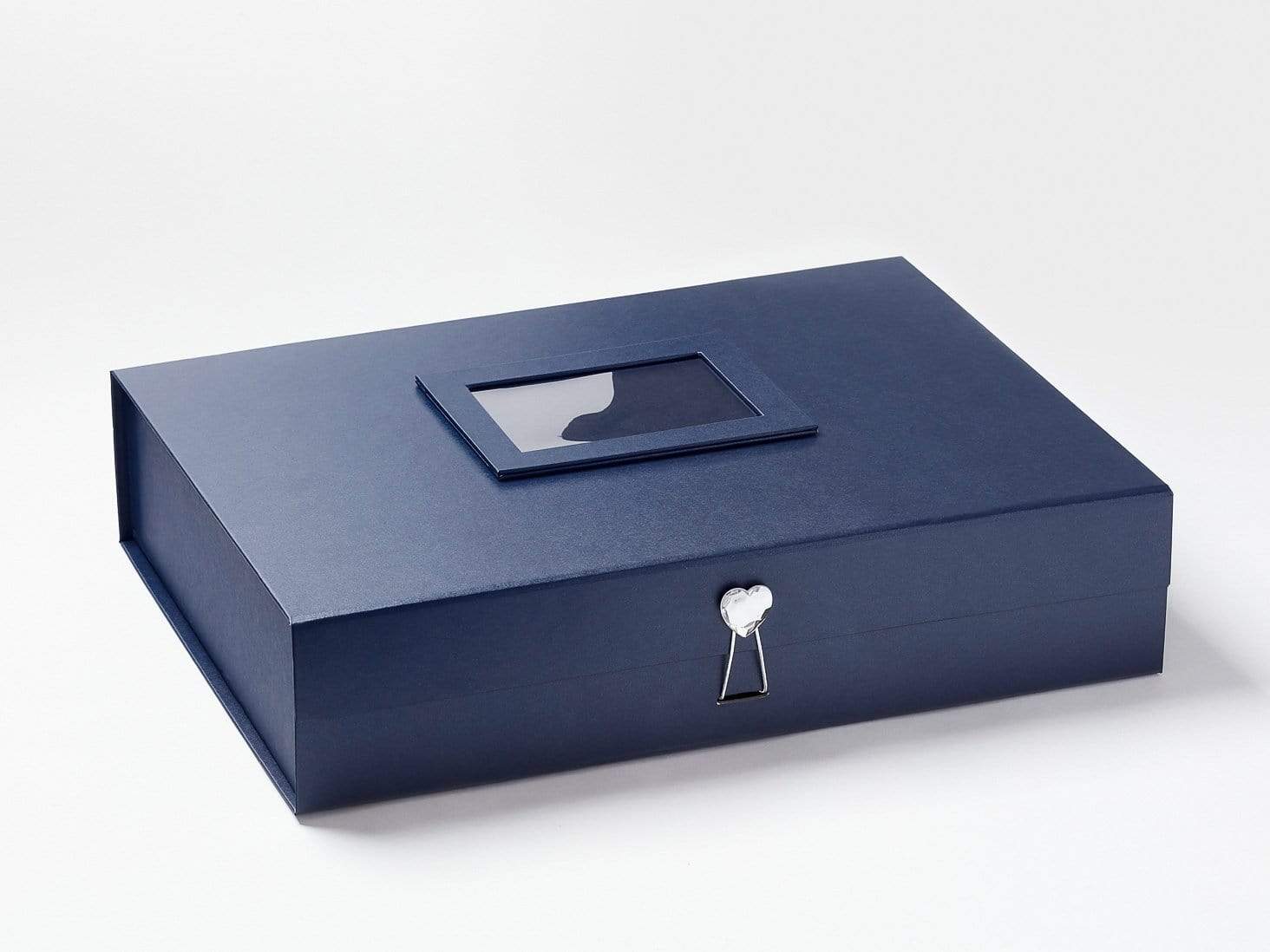 Navy Blue A3 Shallow Gift Boxes with changeable ribbon - FoldaBox USA