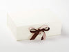 Ivory Gift Box with Vanilla and Chocolate Brown Double Ribbon Bow