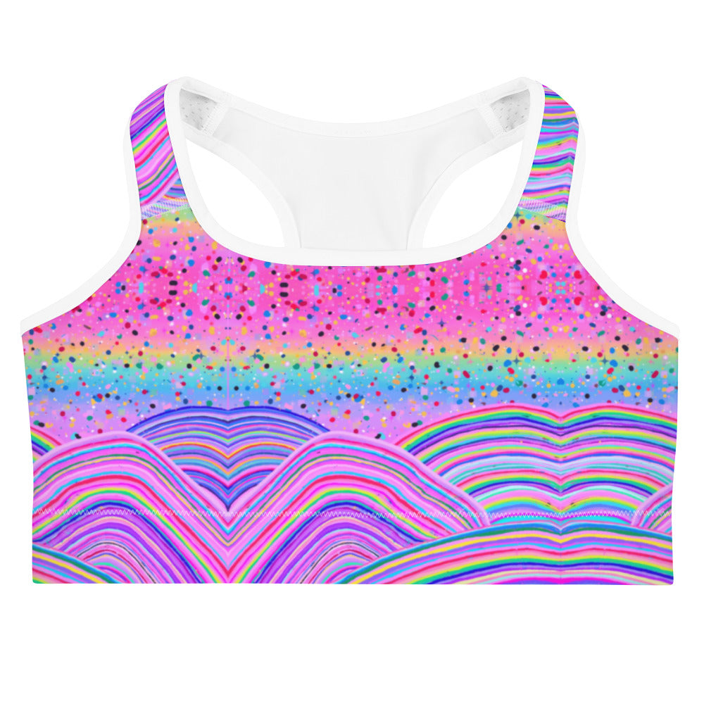 Seeing Myself Sports Bra – a rainbow in your cloud