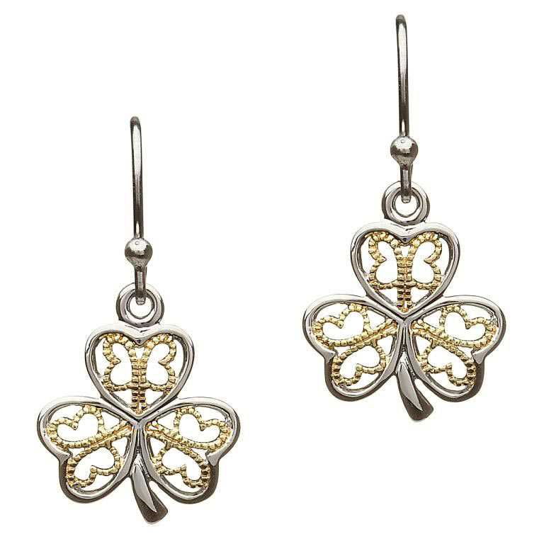 SE2052 Silver Filigree Shamrock Earrings by Shanore