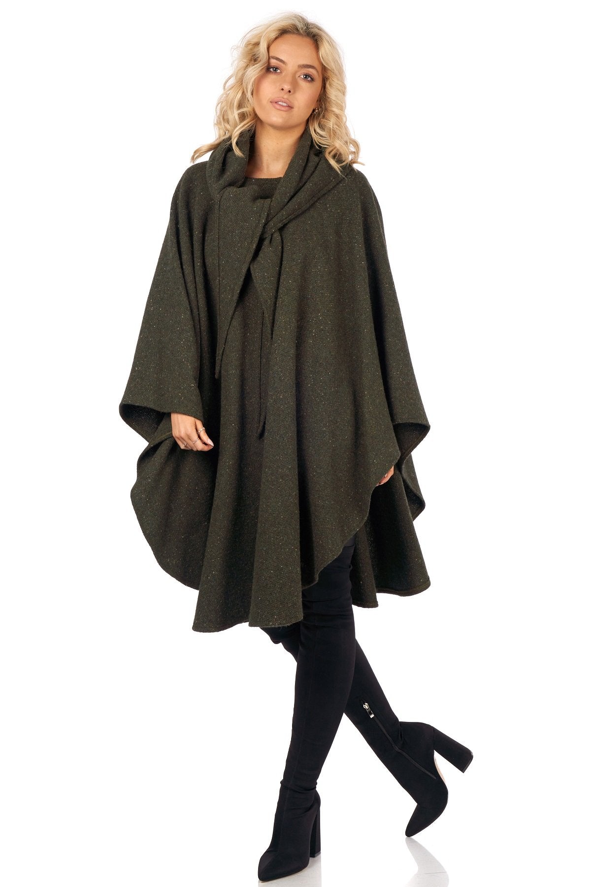 Women's Donegal Tweed Cape with Convertible Hood