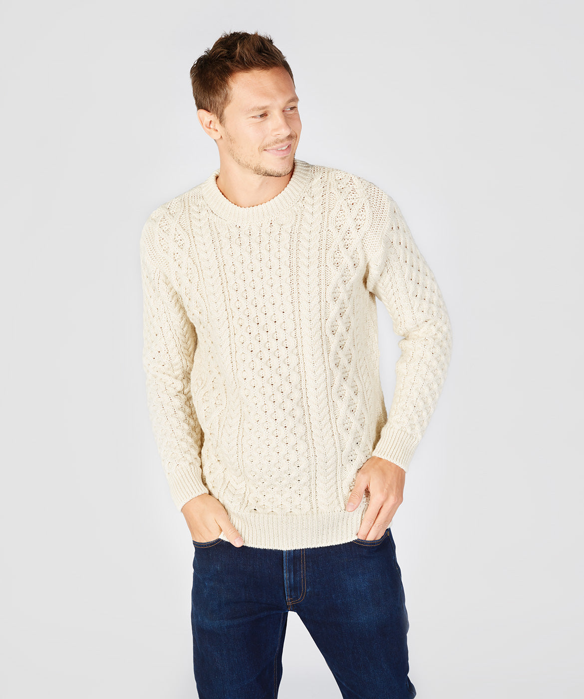 Men's Crewneck Aran Sweater