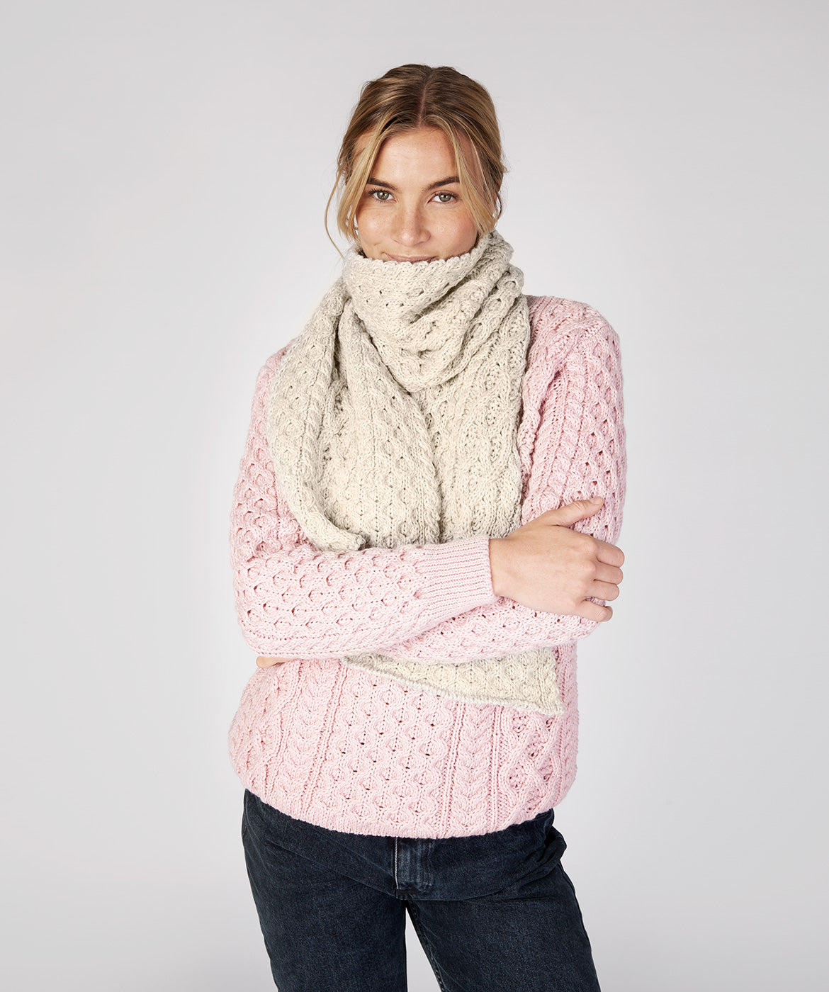 Merino and Cashmere Luxe Aran Scarf