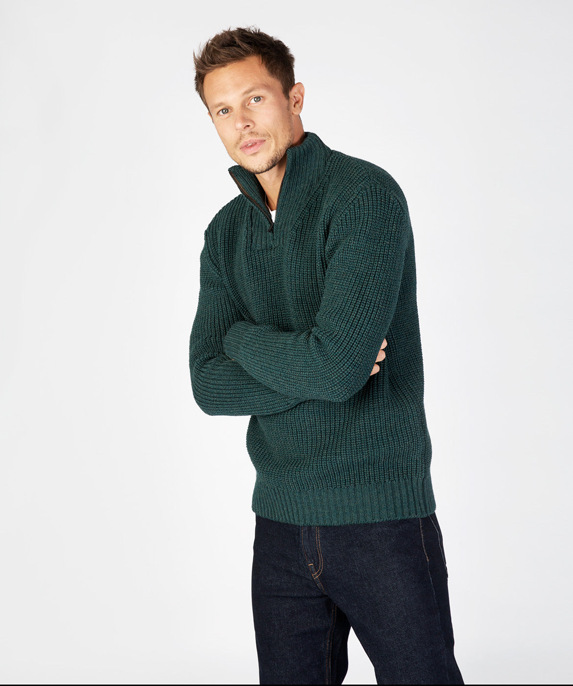 Men's Ribbed Zip Neck Sweater