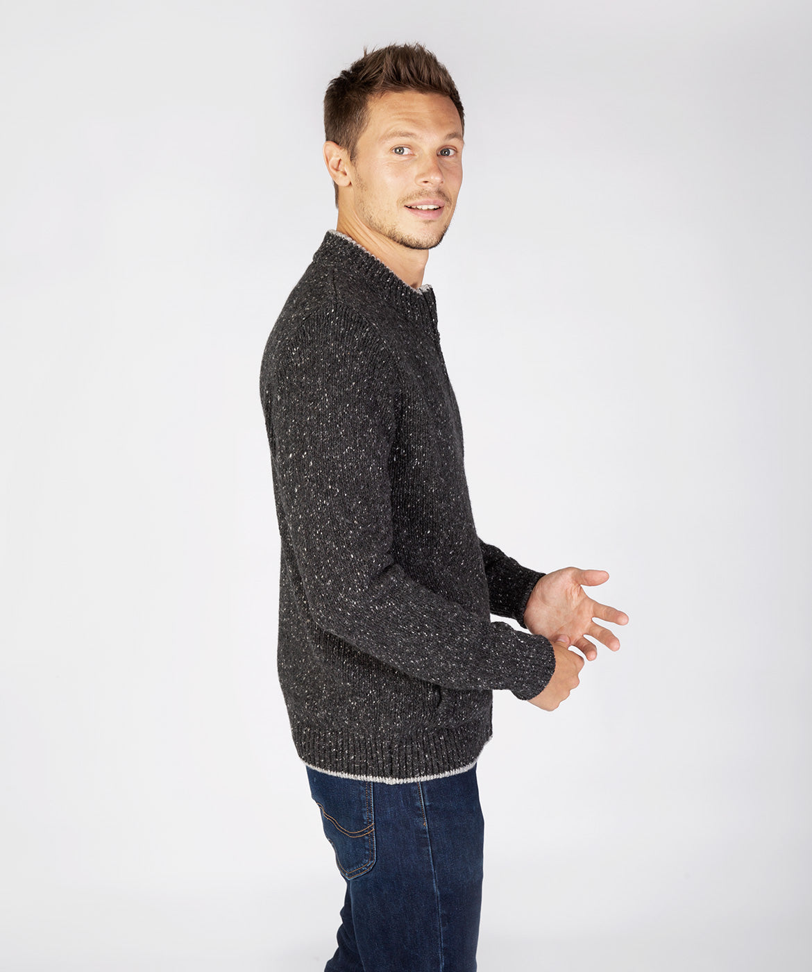 Men's Crewneck Full Zip Cardigan