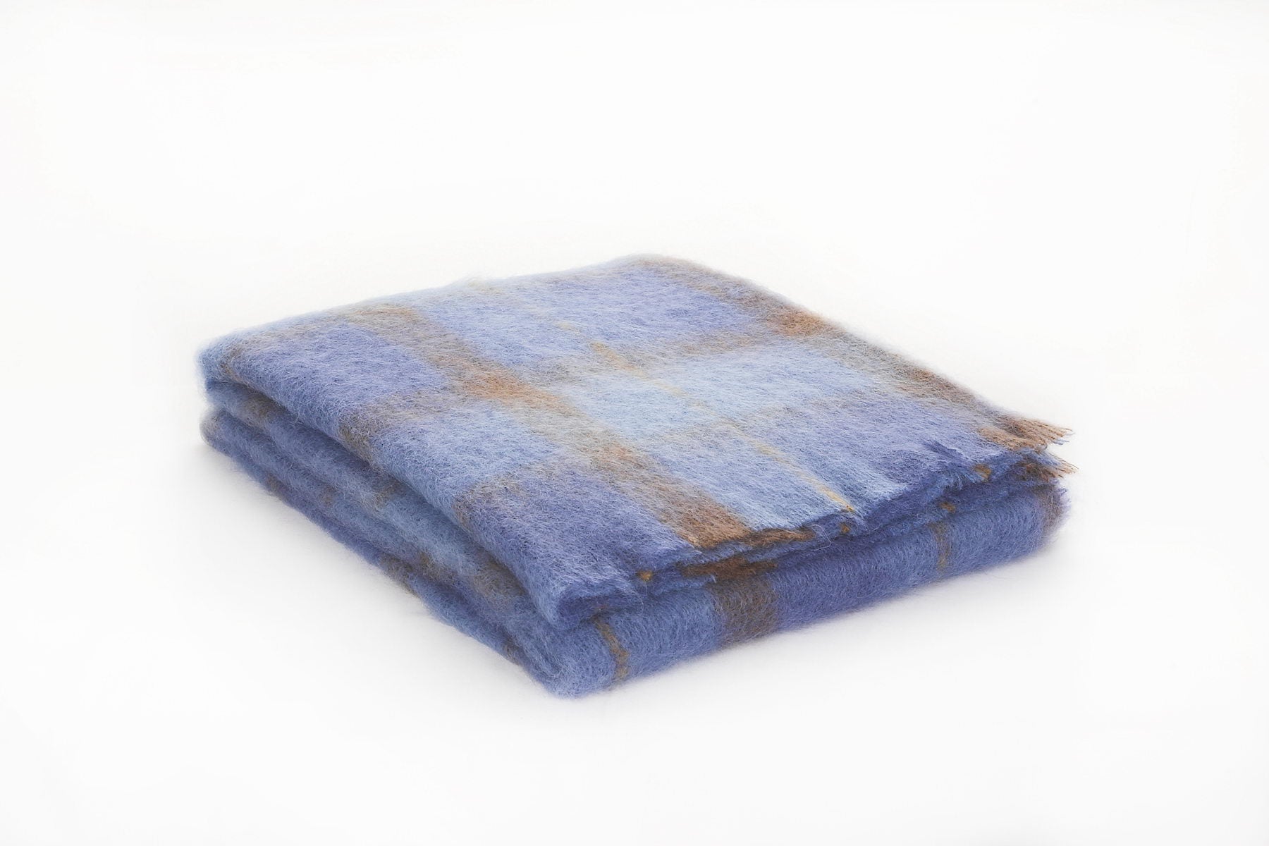 Large Plaid Brushed Mohair Irish Throw Blanket