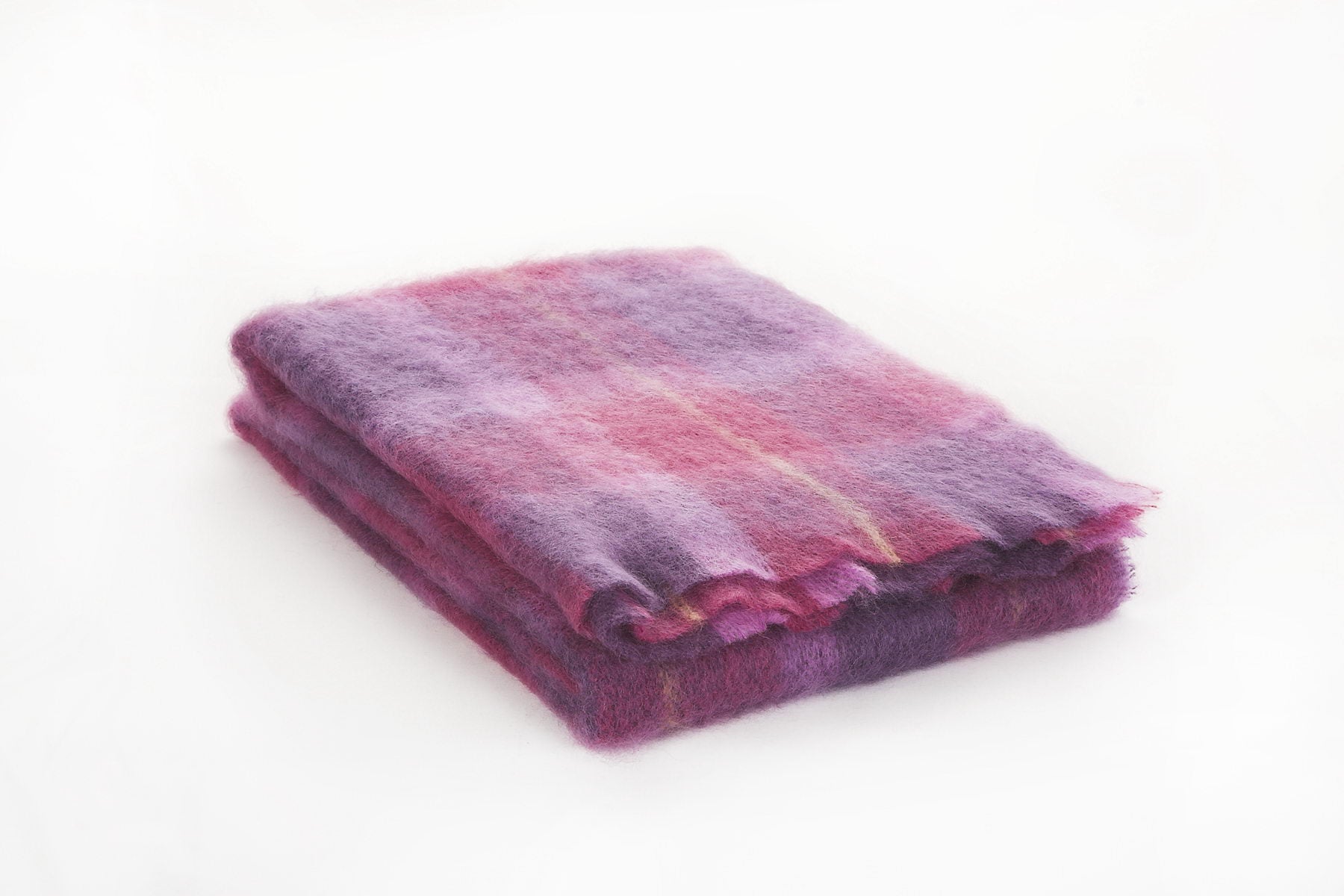 Large Plaid Brushed Mohair Irish Throw Blanket