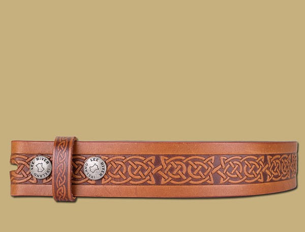 Book of Kells Knotwork Pattern Brown Leather Belt