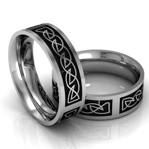 Celtic Knot Band with Oxidised Finish