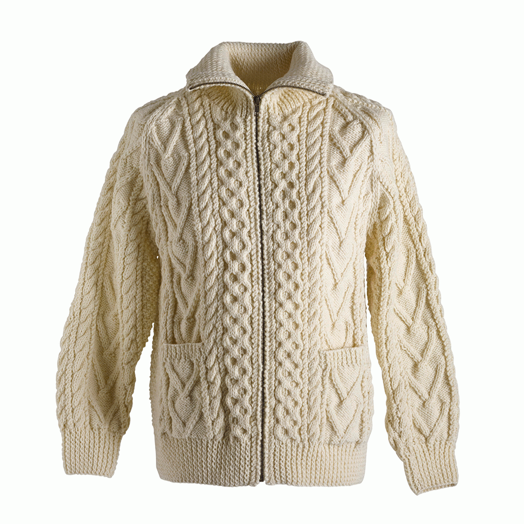 Irish Handknit Zip Aran Cardigan